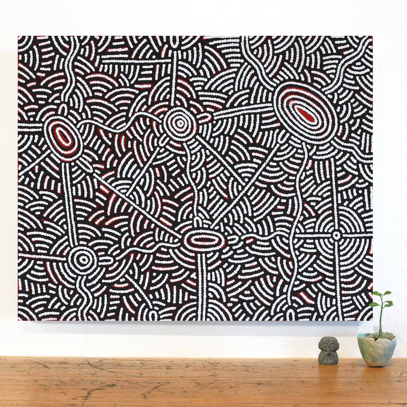 Aboriginal Artwork by Leah Nampijinpa Sampson, Ngapa Jukurrpa - Pirlinyarnu, 76x61cm