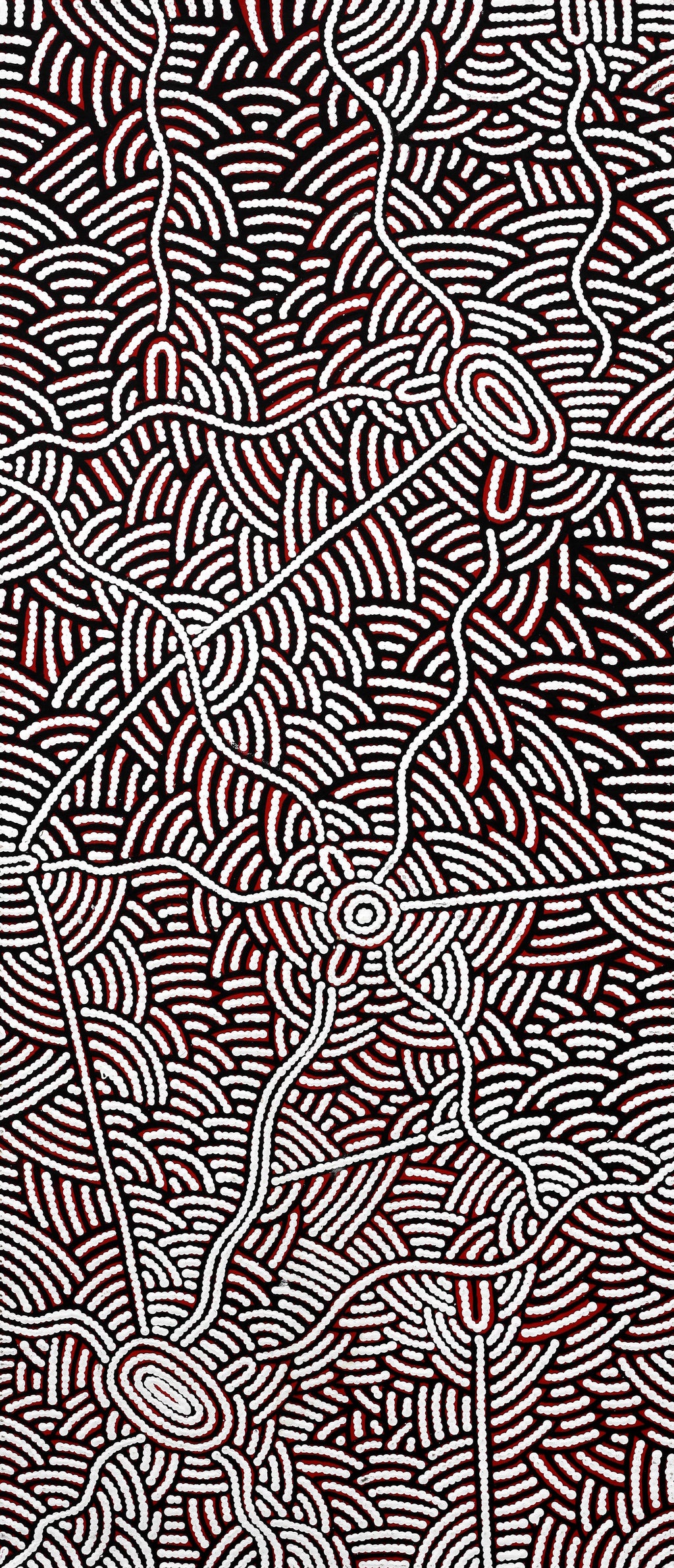 Aboriginal Artwork by Leah Nampijinpa Sampson, Ngapa Jukurrpa - Pirlinyarnu, 107x46cm