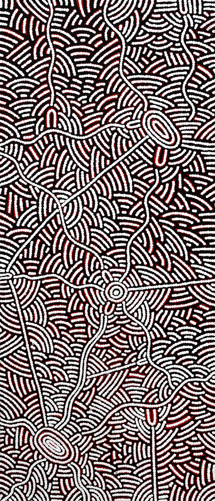 Aboriginal Artwork by Leah Nampijinpa Sampson, Ngapa Jukurrpa - Pirlinyarnu, 107x46cm
