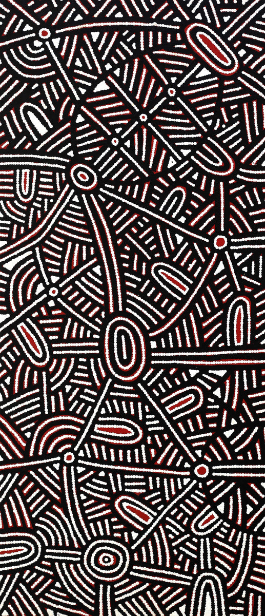 Aboriginal Art by Leah Nampijinpa Sampson, Ngapa Jukurrpa  - Puyurru, 107x46cm - ART ARK®