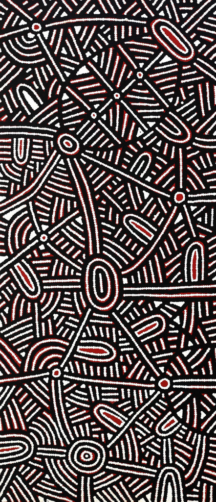 Aboriginal Artwork by Leah Nampijinpa Sampson, Ngapa Jukurrpa - Puyurru, 107x46cm
