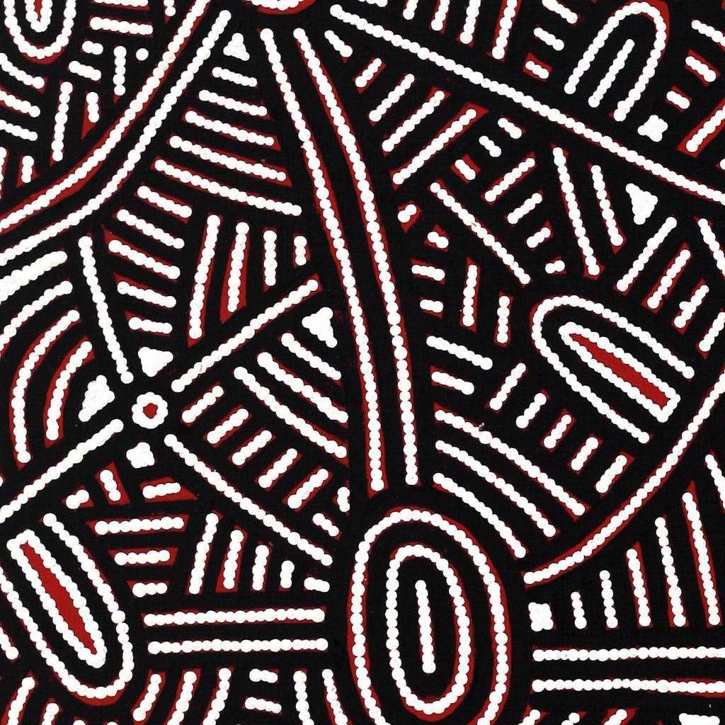Aboriginal Artwork by Leah Nampijinpa Sampson, Ngapa Jukurrpa - Puyurru, 107x46cm