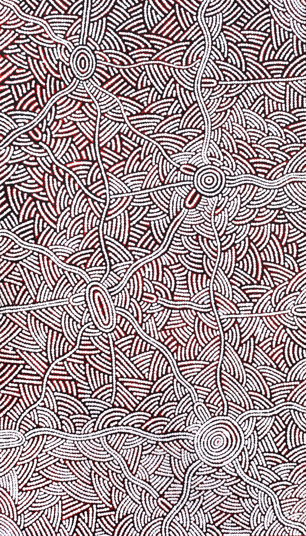 Aboriginal Artwork by Leah Nampijinpa Sampson, Ngapa Jukurrpa - Pirlinyarnu, 107x61cm