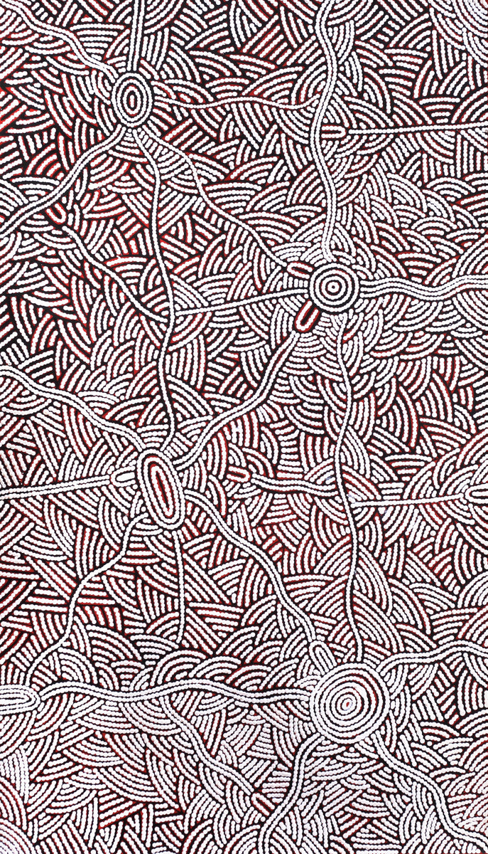 Aboriginal Art by Leah Nampijinpa Sampson, Ngapa Jukurrpa - Pirlinyarnu, 107x61cm - ART ARK®