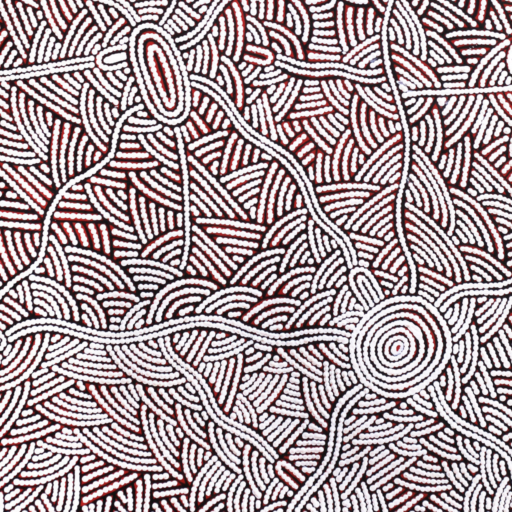 Aboriginal Artwork by Leah Nampijinpa Sampson, Ngapa Jukurrpa - Pirlinyarnu, 107x61cm