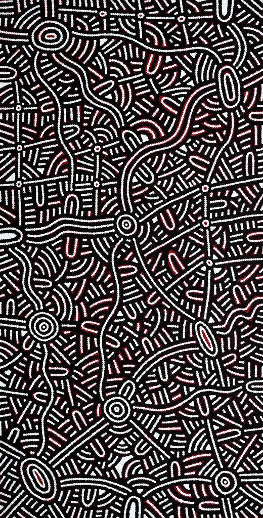 Aboriginal Artwork by Leah Nampijinpa Sampson, Ngapa Jukurrpa - Puyurru, 122x61cm