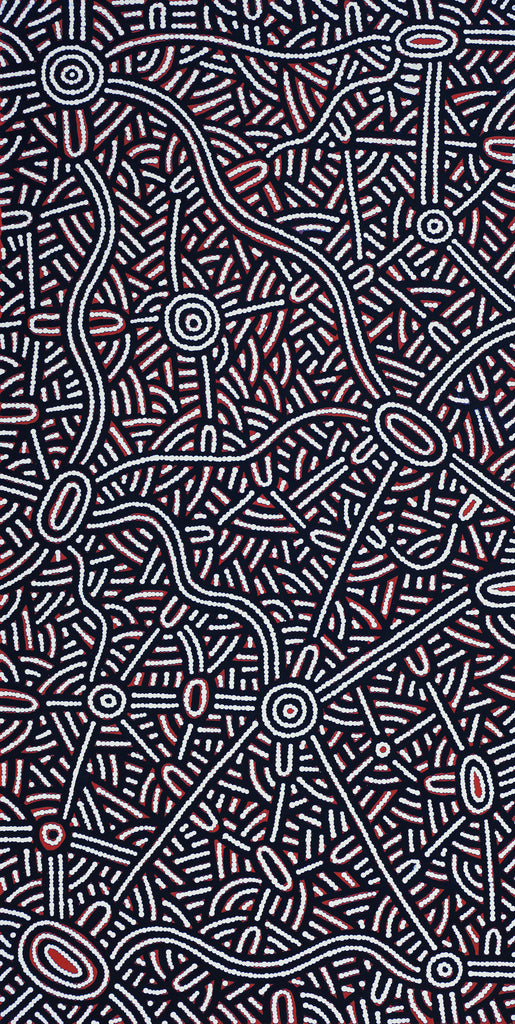 Aboriginal Artwork by Leah Nampijinpa Sampson, Ngapa Jukurrpa - Puyurru, 122x61cm