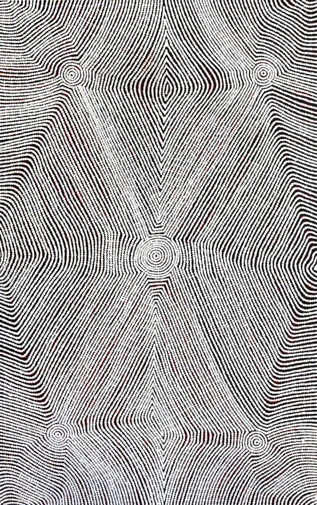 Aboriginal Artwork by Leah Nampijinpa Sampson, Ngapa Jukurrpa (Water Dreaming) - Pirlinyarnu, 122x76cm