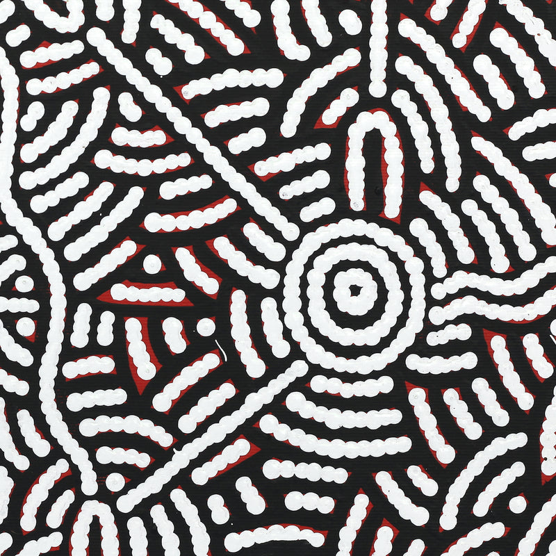 Aboriginal Artwork by Leah Nampijinpa Sampson, Ngapa Jukurrpa - Pirlinyarnu, 30x30cm