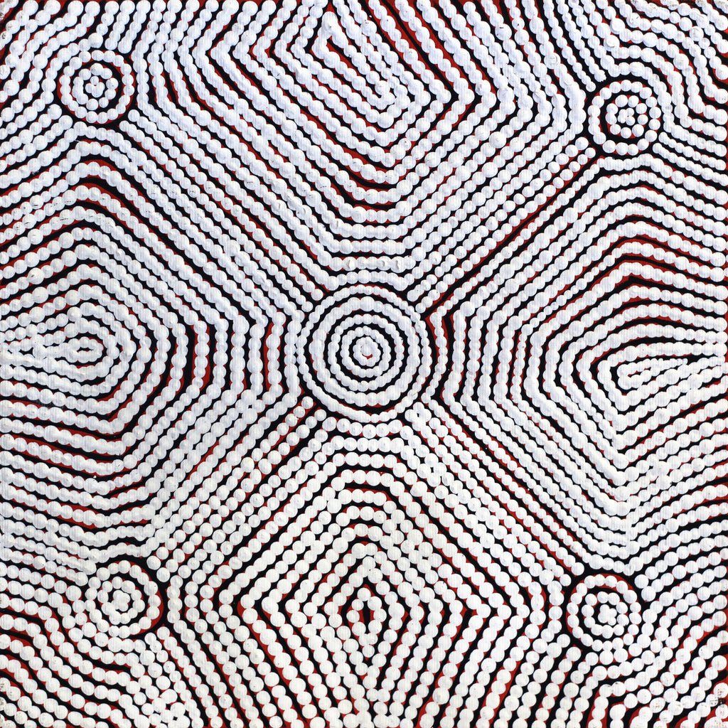 Aboriginal Artwork by Leah Nampijinpa Sampson, Ngapa Jukurrpa - Puyurru, 30x30cm - ART ARK®