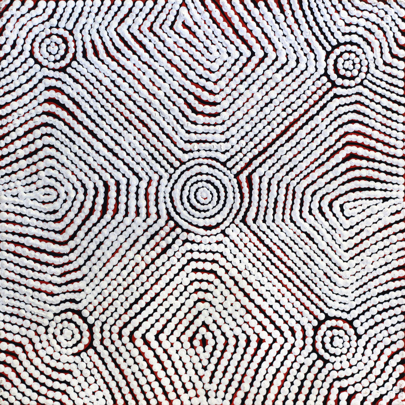 Aboriginal Artwork by Leah Nampijinpa Sampson, Ngapa Jukurrpa - Puyurru, 30x30cm