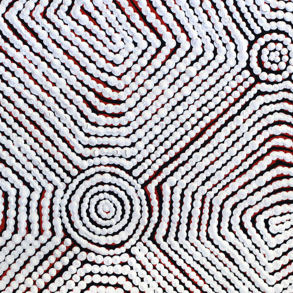 Aboriginal Artwork by Leah Nampijinpa Sampson, Ngapa Jukurrpa - Puyurru, 30x30cm