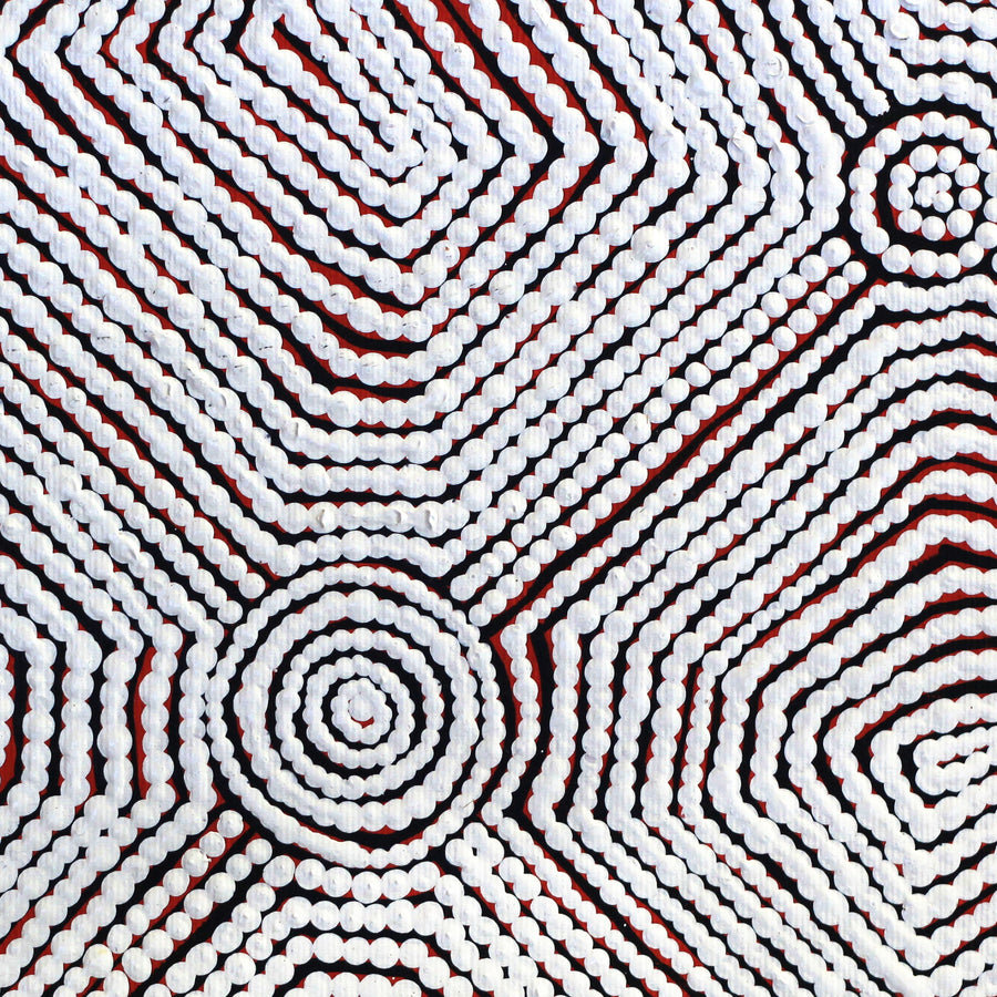 Aboriginal Artwork by Leah Nampijinpa Sampson, Ngapa Jukurrpa - Puyurru, 30x30cm