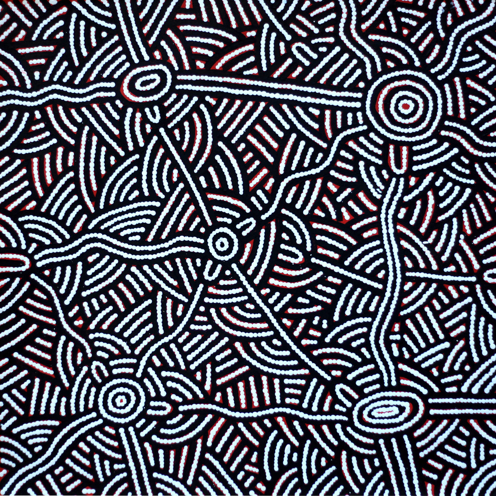 Aboriginal Artwork by Leah Nampijinpa Sampson, Ngapa Jukurrpa - Puyurru, 61x61cm