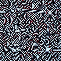 Aboriginal Artwork by Leah Nampijinpa Sampson, Ngapa Jukurrpa - Puyurru, 61x61cm