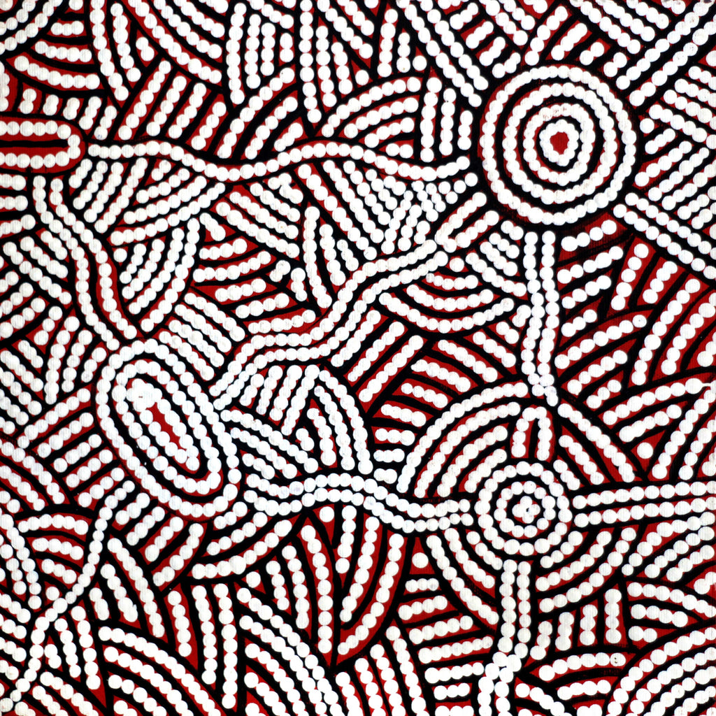 Aboriginal Artwork by Leah Nampijinpa Sampson, Ngapa Jukurrpa - Puyurru, 30x30cm