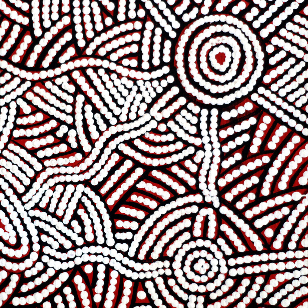 Aboriginal Art by Leah Nampijinpa Sampson, Ngapa Jukurrpa  - Puyurru, 30x30cm - ART ARK®