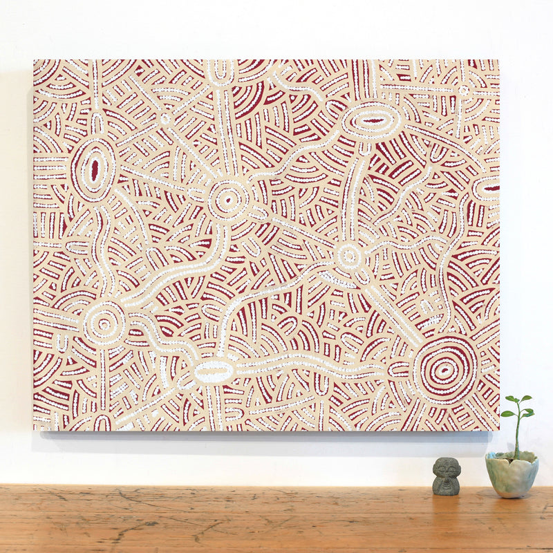 Aboriginal Artwork by Leah Nampijinpa Sampson, Ngapa Jukurrpa - Puyurru, 76x61cm