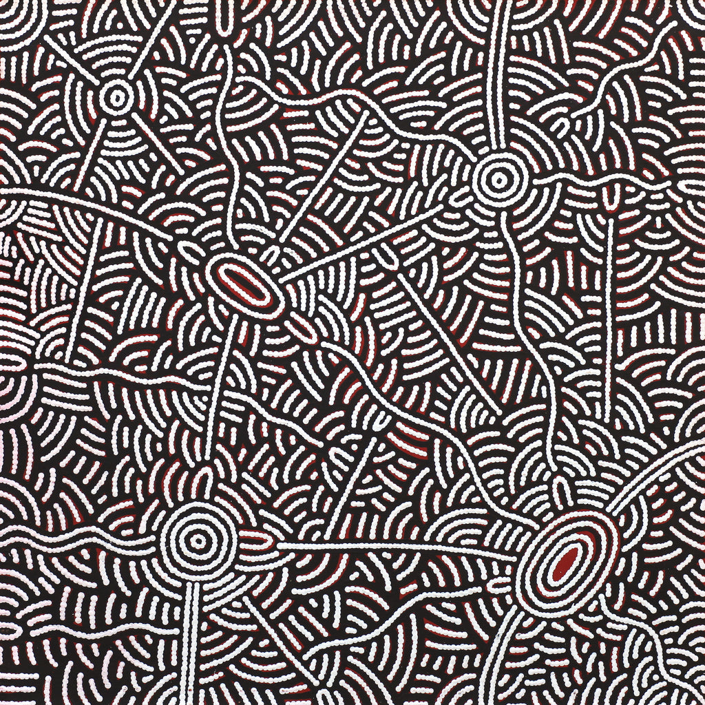 Aboriginal Artwork by Leah Nampijinpa Sampson, Ngapa Jukurrpa - Pirlinyarnu, 76x76cm - ART ARK®