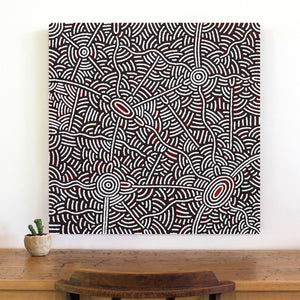 Aboriginal Artwork by Leah Nampijinpa Sampson, Ngapa Jukurrpa - Pirlinyarnu, 76x76cm - ART ARK®
