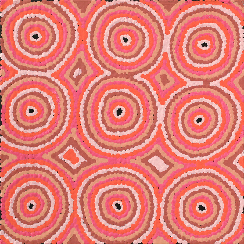 Aboriginal Artwork by Leanne Nungarrayi Jurrah, Yankirri Jukurrpa (Emu Dreaming) - Ngarlikurlangu, 30x30cm