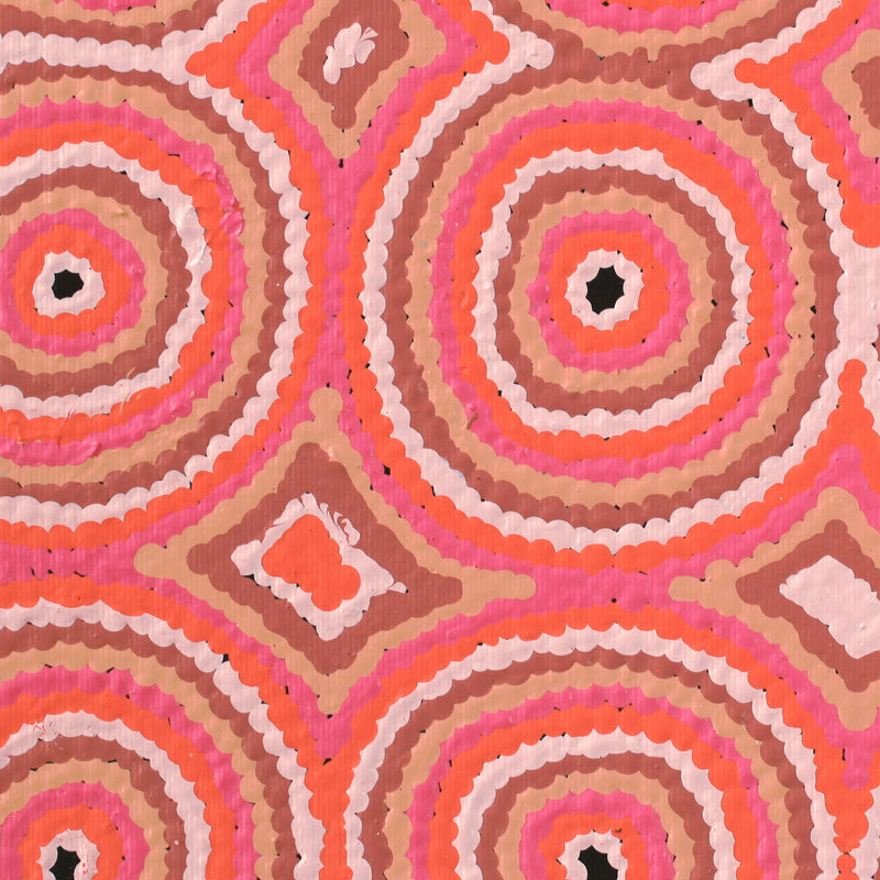 Aboriginal Artwork by Leanne Nungarrayi Jurrah, Yankirri Jukurrpa (Emu Dreaming) - Ngarlikurlangu, 30x30cm
