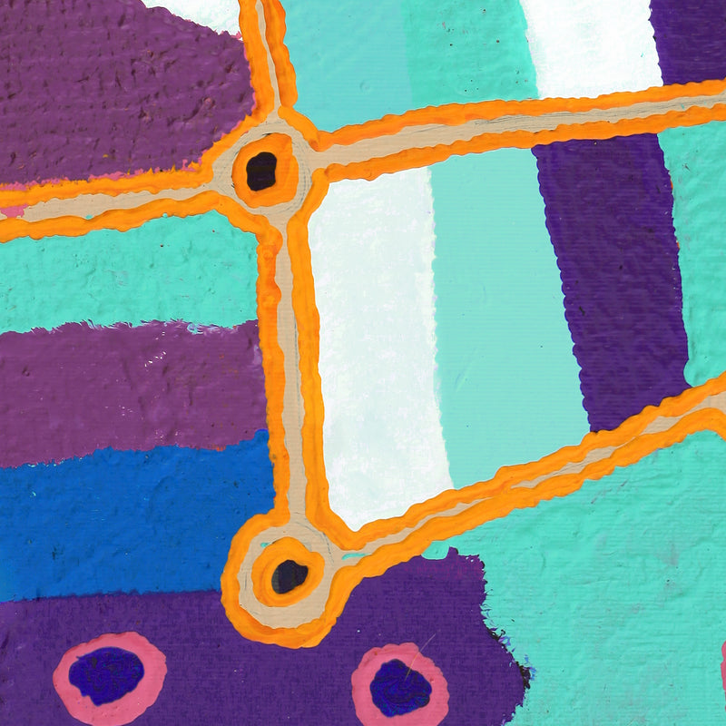 Aboriginal Artwork by Leanne Nungarrayi Jurrah, Yankirri Jukurrpa (Emu Dreaming) - Ngarlikurlangu, 30x30cm