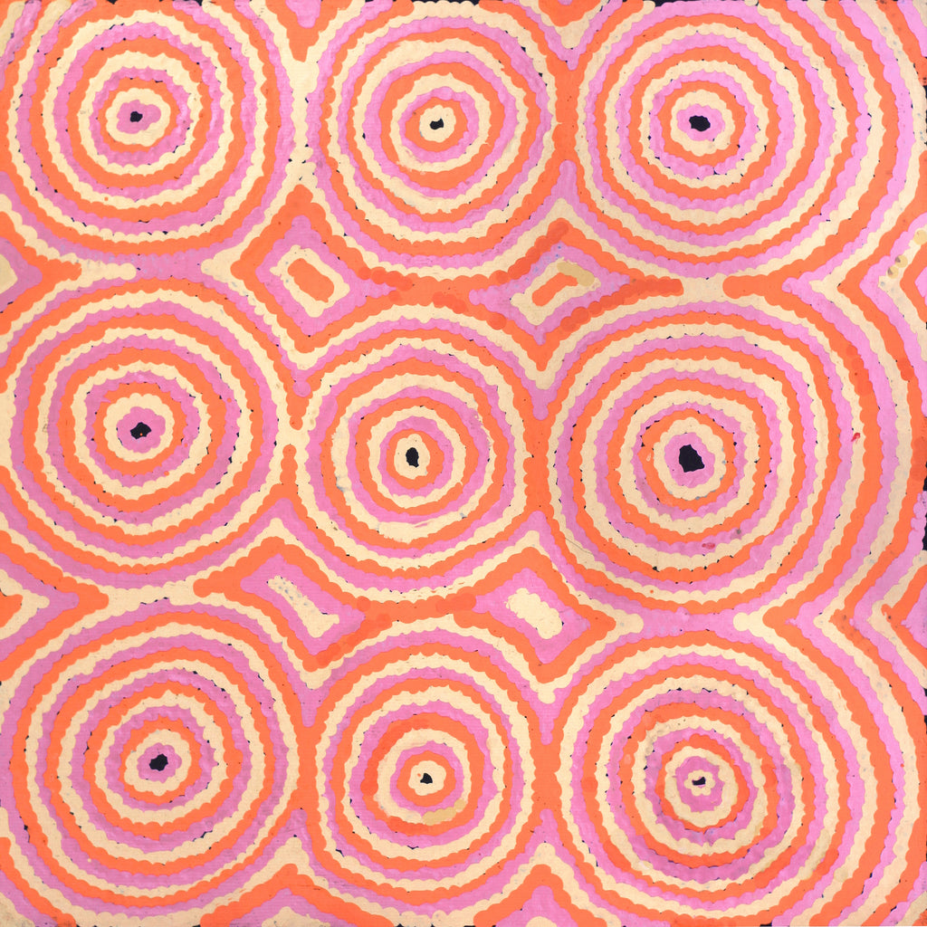 Aboriginal Artwork by Leanne Nungarrayi Jurrah, Yankirri Jukurrpa (Emu Dreaming) - Ngarlikurlangu, 30x30cm