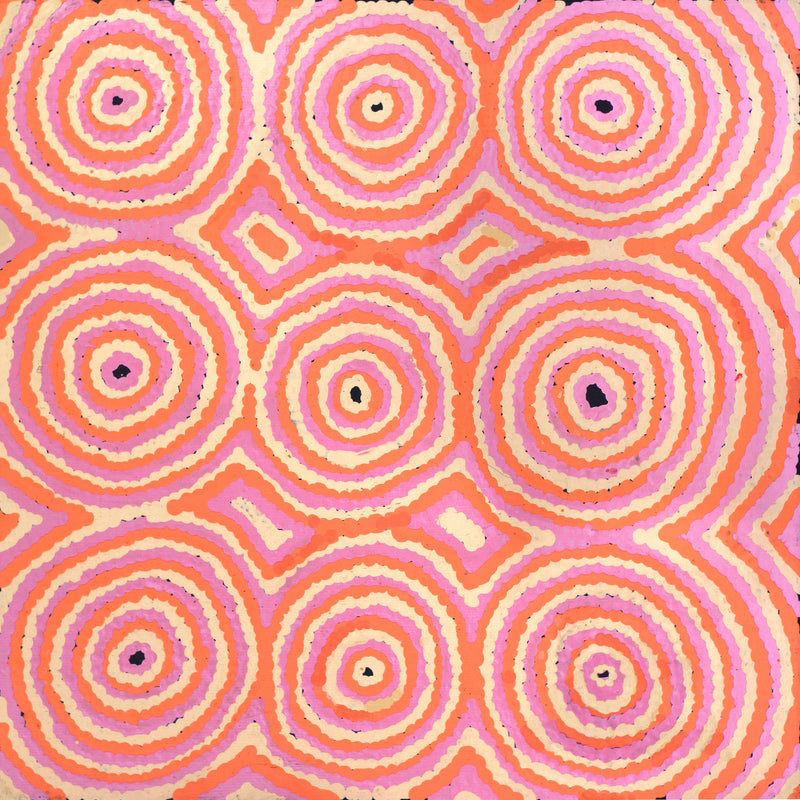 Aboriginal Artwork by Leanne Nungarrayi Jurrah, Yankirri Jukurrpa (Emu Dreaming) - Ngarlikurlangu, 30x30cm