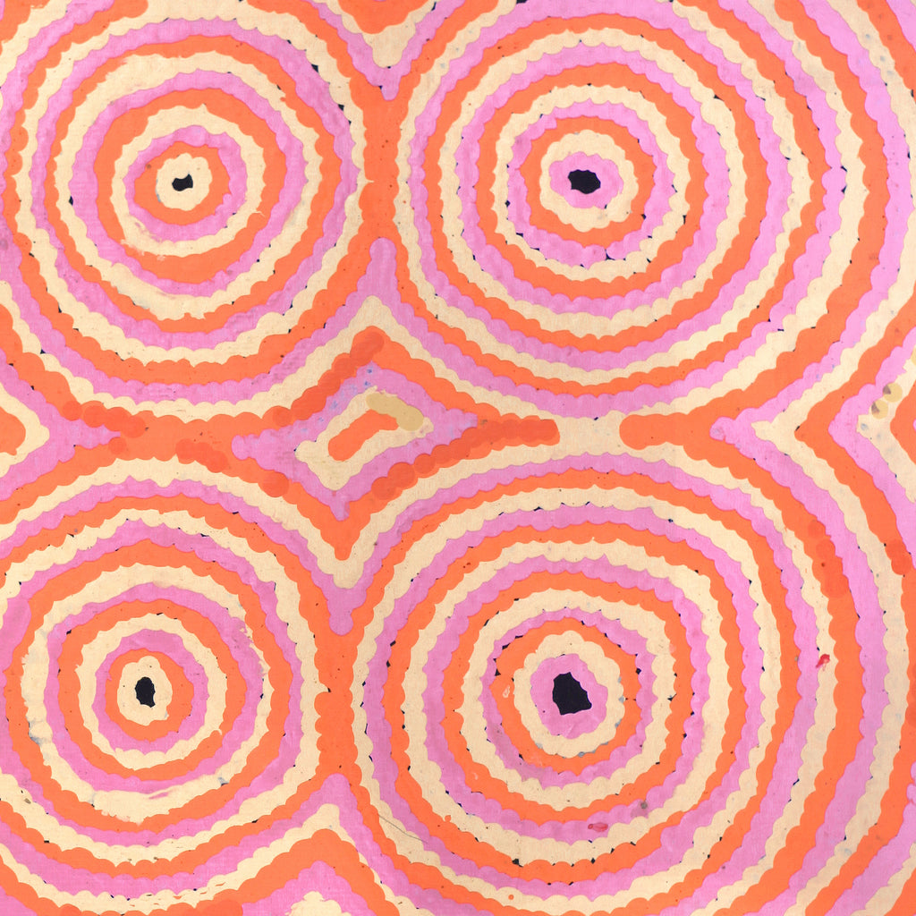 Aboriginal Artwork by Leanne Nungarrayi Jurrah, Yankirri Jukurrpa (Emu Dreaming) - Ngarlikurlangu, 30x30cm