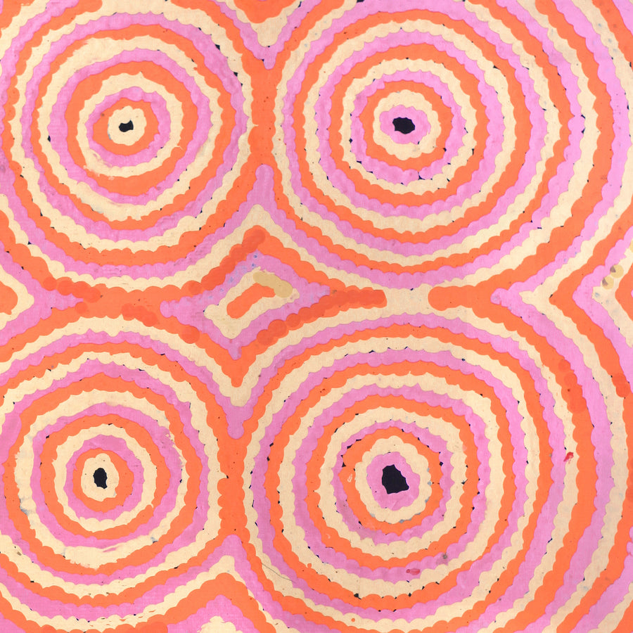 Aboriginal Artwork by Leanne Nungarrayi Jurrah, Yankirri Jukurrpa (Emu Dreaming) - Ngarlikurlangu, 30x30cm