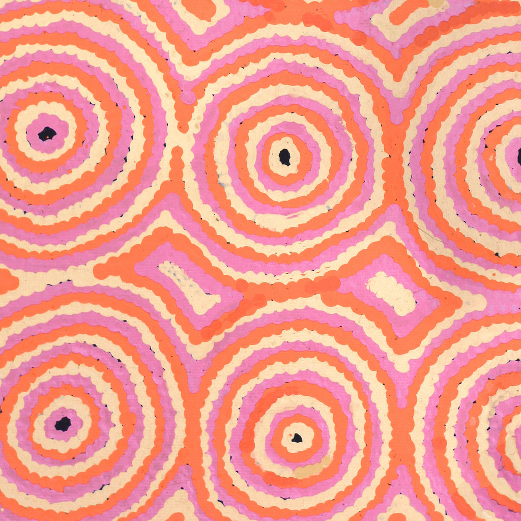 Aboriginal Artwork by Leanne Nungarrayi Jurrah, Yankirri Jukurrpa (Emu Dreaming) - Ngarlikurlangu, 30x30cm