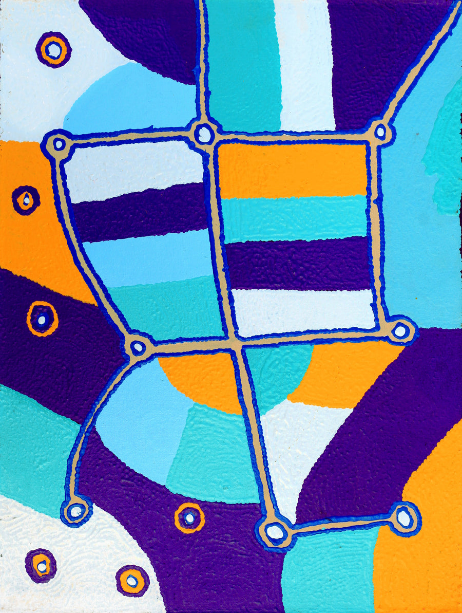 Aboriginal Artwork by Leanne Nungarrayi Jurrah, Yankirri Jukurrpa (Emu Dreaming) - Ngarlikurlangu, 61x46cm