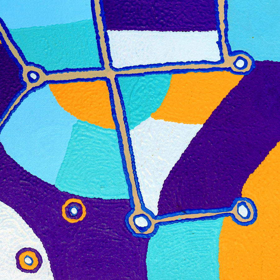 Aboriginal Artwork by Leanne Nungarrayi Jurrah, Yankirri Jukurrpa (Emu Dreaming) - Ngarlikurlangu, 61x46cm