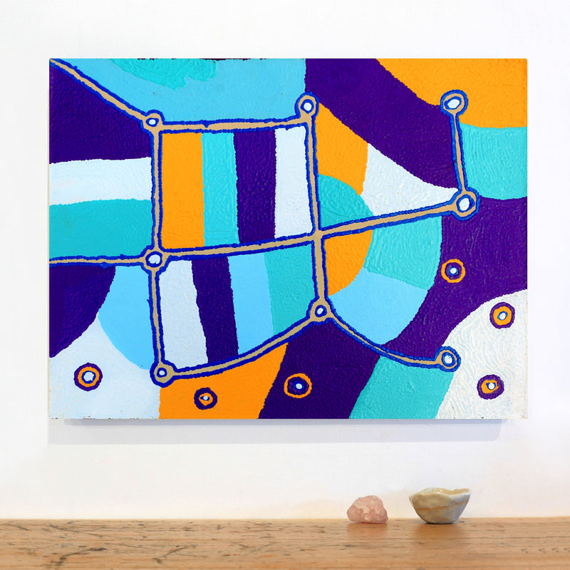 Aboriginal Artwork by Leanne Nungarrayi Jurrah, Yankirri Jukurrpa (Emu Dreaming) - Ngarlikurlangu, 61x46cm