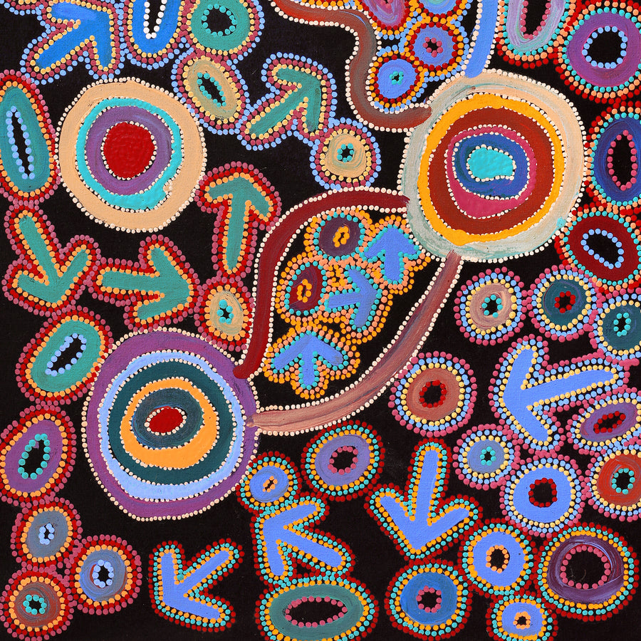 Aboriginal Artwork by Lee Nangala Gallagher, Yankirri Jukurrpa (Emu Dreaming) - Ngarlikurlangu, 122x61cm