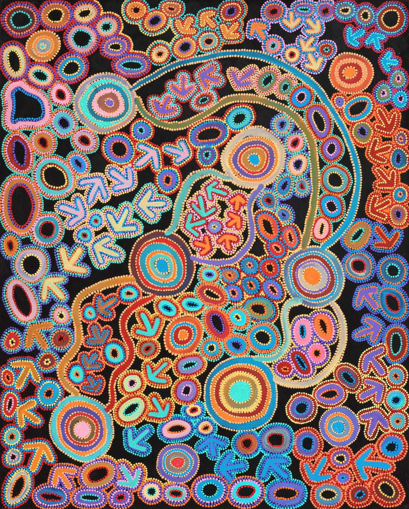 Aboriginal Artwork by Lee Nangala Gallagher, Yankirri Jukurrpa (Emu Dreaming) - Ngarlikurlangu, 152x122cm