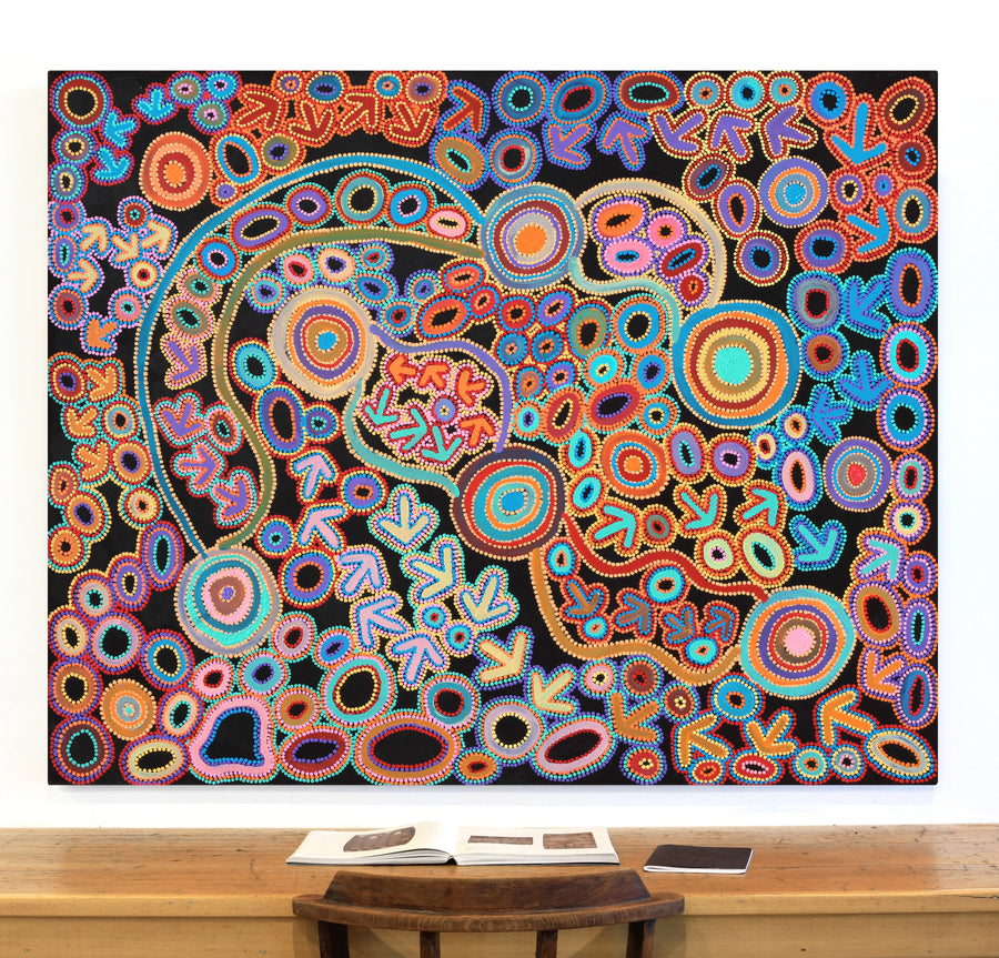 Aboriginal Artwork by Lee Nangala Gallagher, Yankirri Jukurrpa (Emu Dreaming) - Ngarlikurlangu, 152x122cm