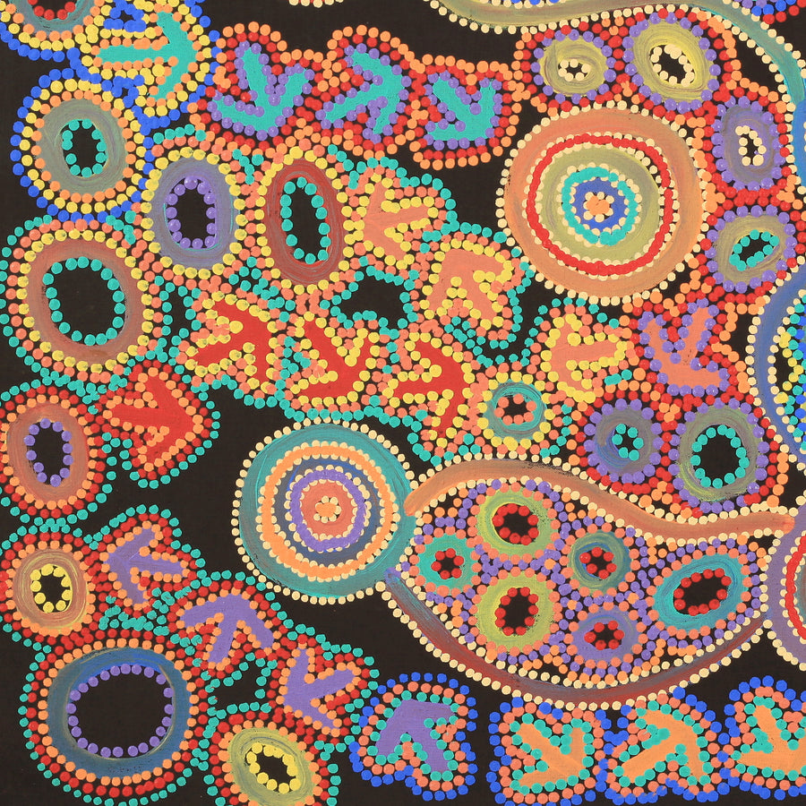 Aboriginal Artwork by Lee Nangala Gallagher, Yankirri Jukurrpa (Emu Dreaming) - Ngarlikirlangu, 61x61cm