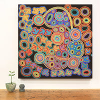 Aboriginal Artwork by Lee Nangala Gallagher, Yankirri Jukurrpa (Emu Dreaming) - Ngarlikirlangu, 61x61cm