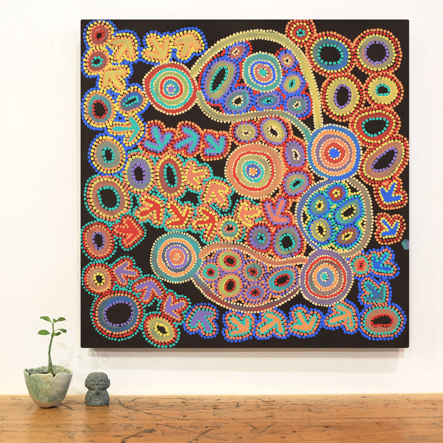Aboriginal Artwork by Lee Nangala Gallagher, Yankirri Jukurrpa (Emu Dreaming) - Ngarlikirlangu, 61x61cm