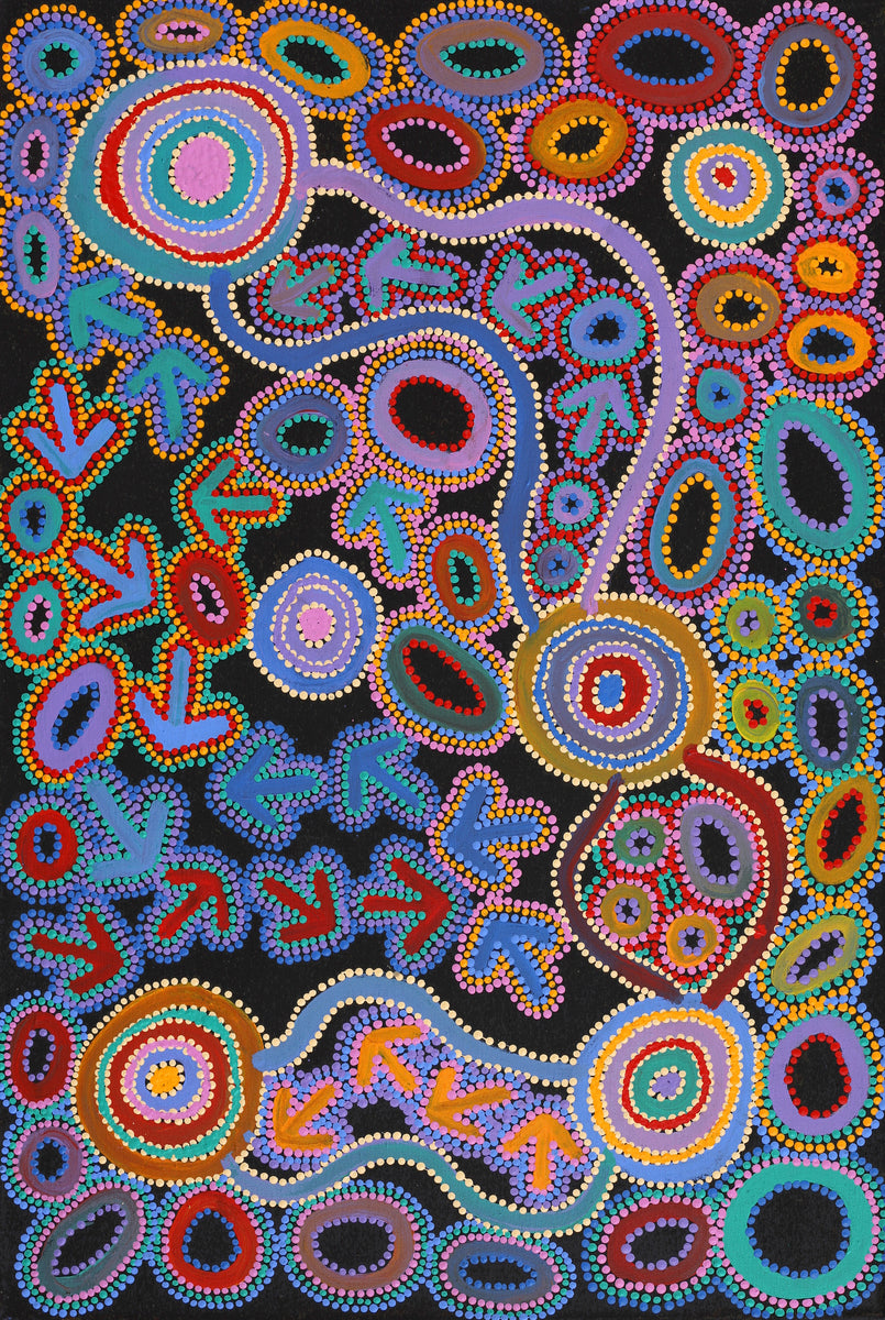 Aboriginal Art by Lee Nangala Gallagher, Yankirri Jukurrpa (Emu Dreaming) - Ngarlikurlangu, 91x61cm - ART ARK®