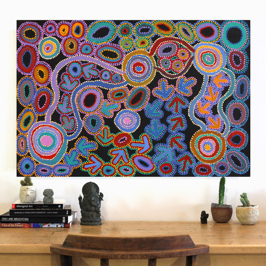 Aboriginal Artwork by Lee Nangala Gallagher, Yankirri Jukurrpa (Emu Dreaming) - Ngarlikurlangu, 91x61cm