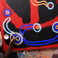 Aboriginal Artwork by Lee Nangala Gallagher, Yankirri Jukurrpa - Ngarna, 107x107cm