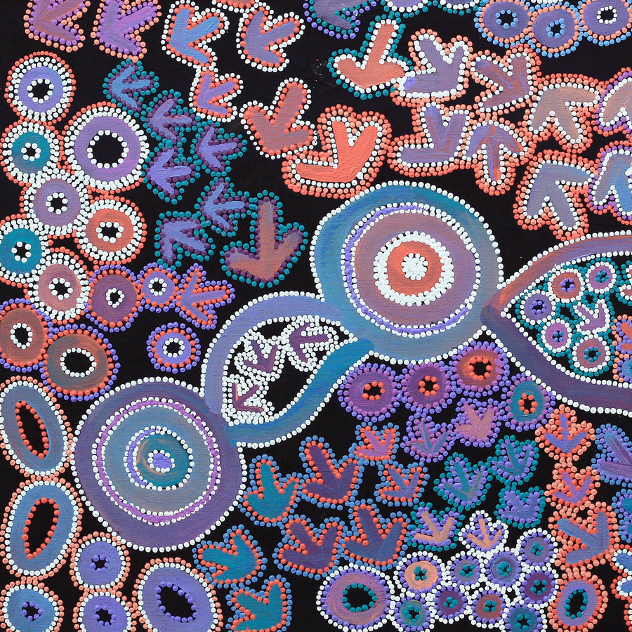 Aboriginal Artwork by Lee Nangala Gallagher, Yankirri Jukurrpa (Emu Dreaming) - Ngarlikurlangu, 107x107cm