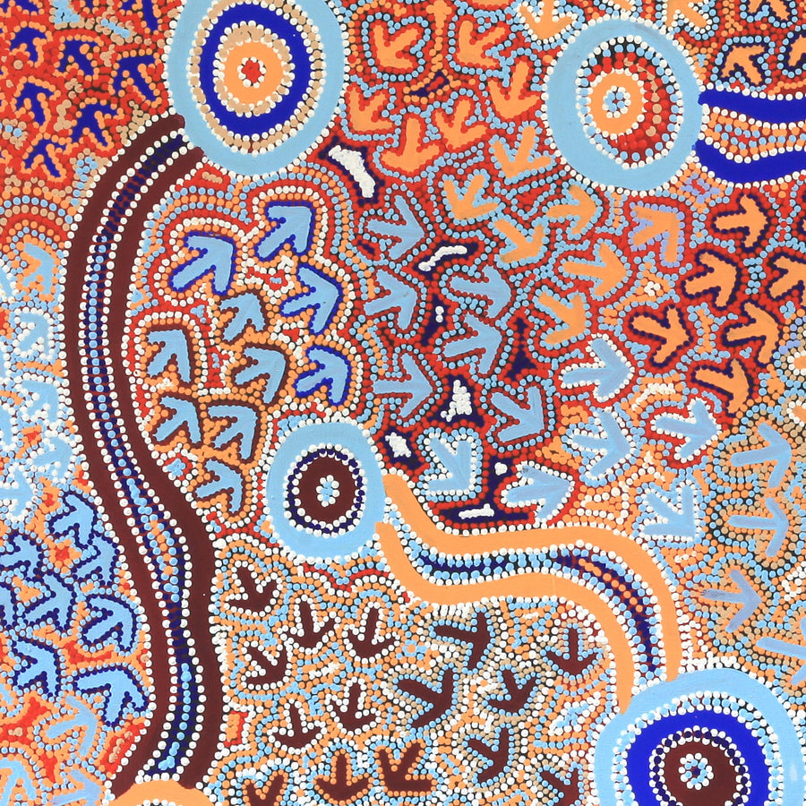 Aboriginal Artwork by Lee Nangala Gallagher, Yankirri Jukurrpa - Ngarna, 107x107cm