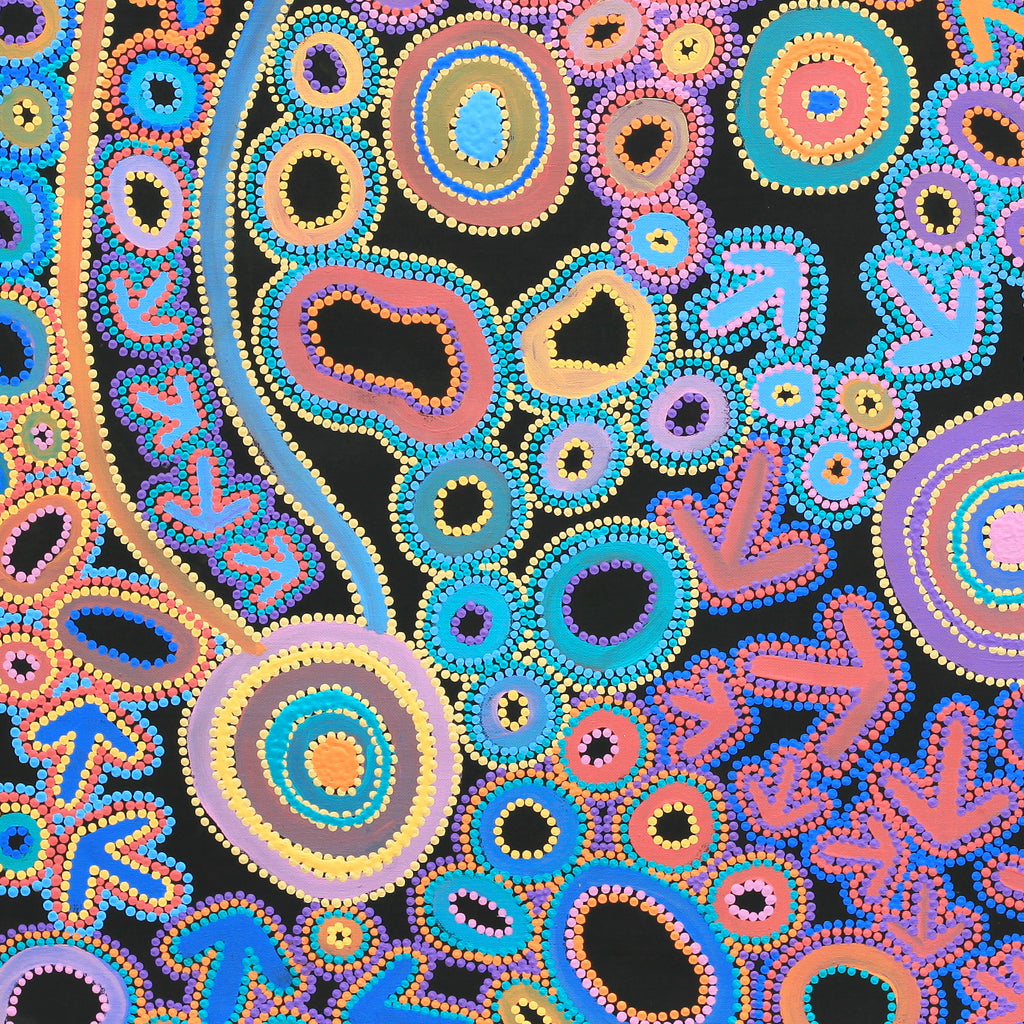 Aboriginal Artwork by Lee Nangala Gallagher, Yankirri Jukurrpa (Emu Dreaming) - Ngarlikurlangu, 122x122cm