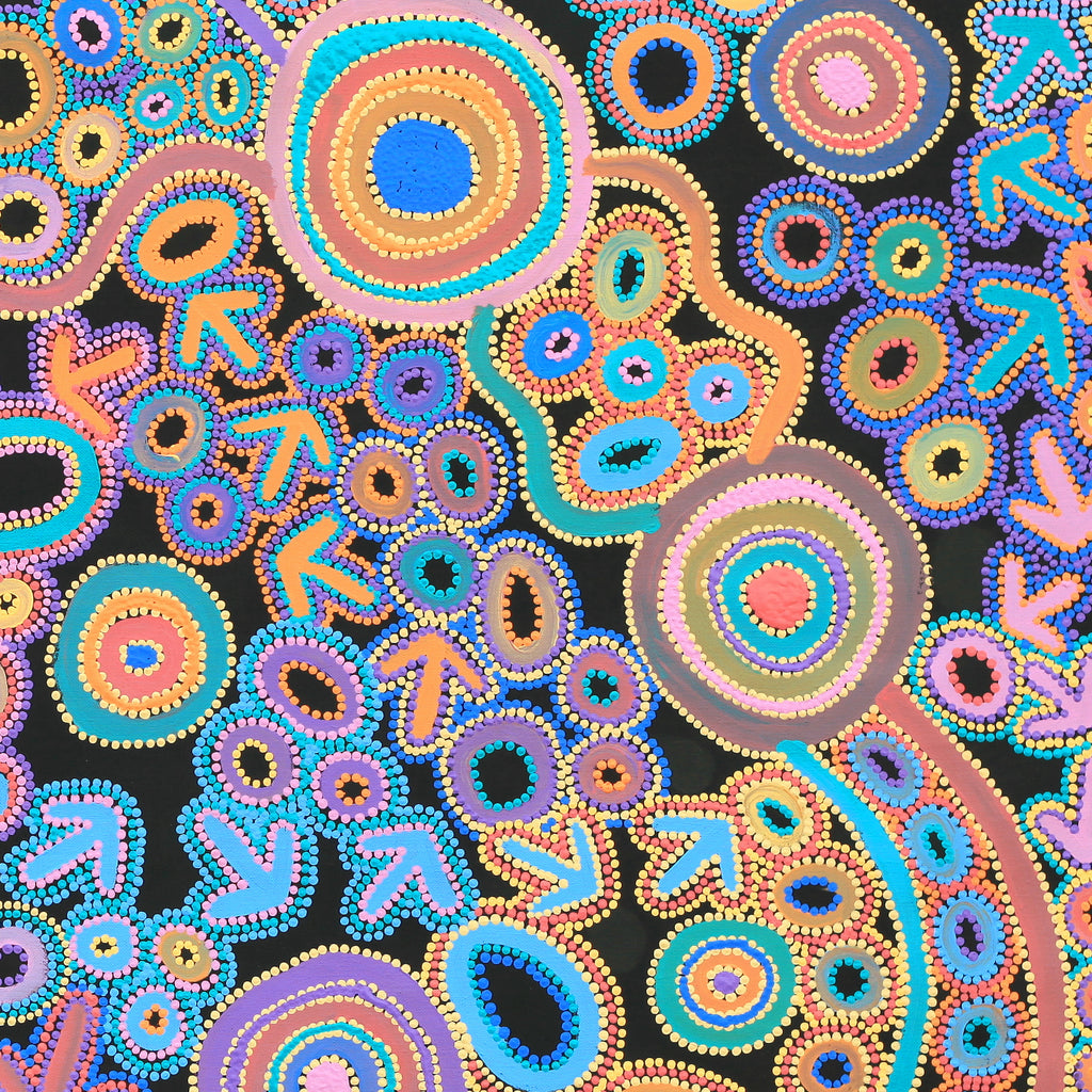 Aboriginal Artwork by Lee Nangala Gallagher, Yankirri Jukurrpa (Emu Dreaming) - Ngarlikurlangu, 122x122cm