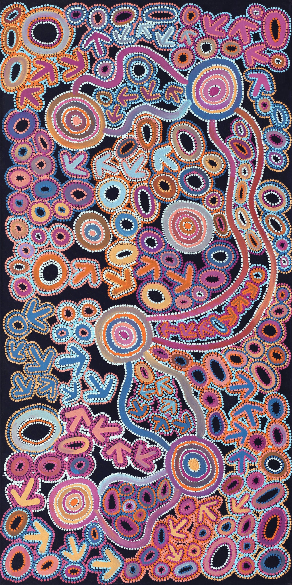 Aboriginal Artwork by Lee Nangala Gallagher, Yankirri Jukurrpa (Emu Dreaming) - Ngarlikurlangu, 152x76cm