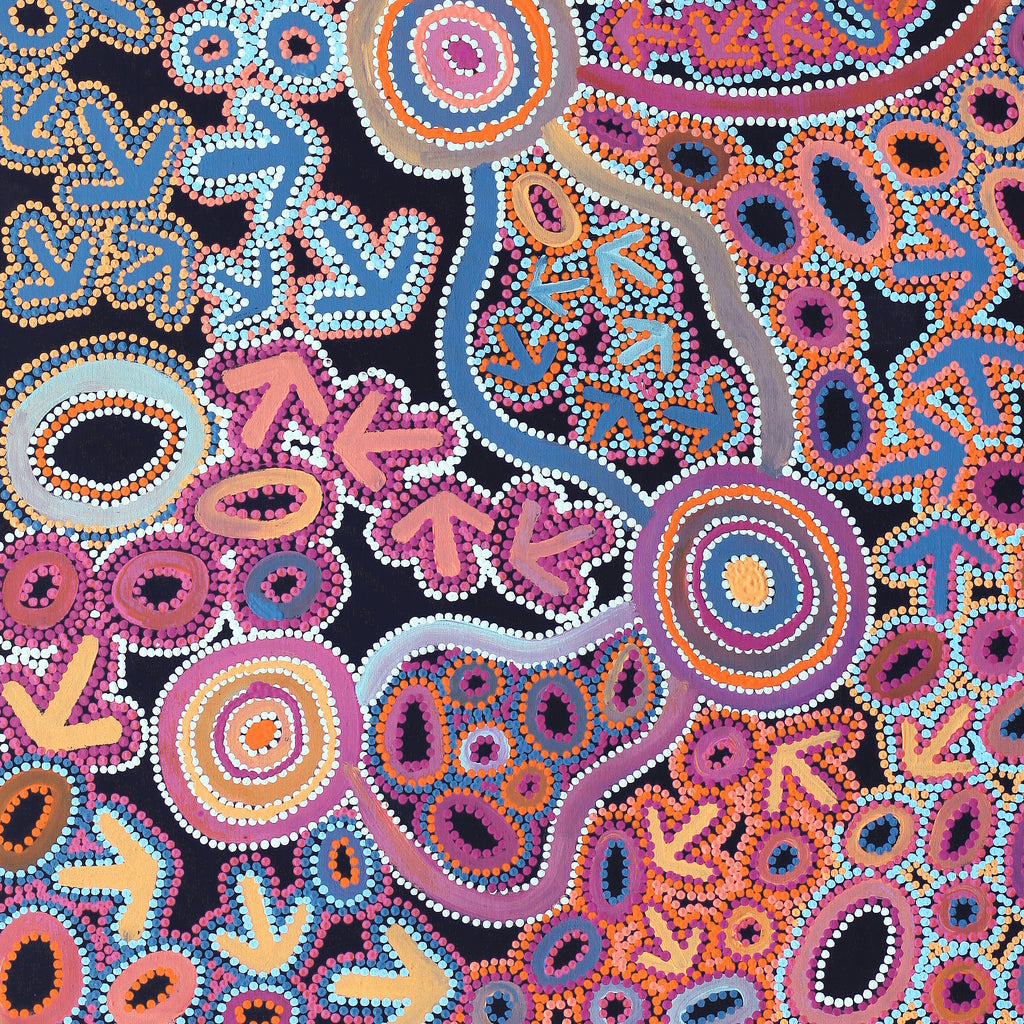 Aboriginal Artwork by Lee Nangala Gallagher, Yankirri Jukurrpa (Emu Dreaming) - Ngarlikurlangu, 152x76cm